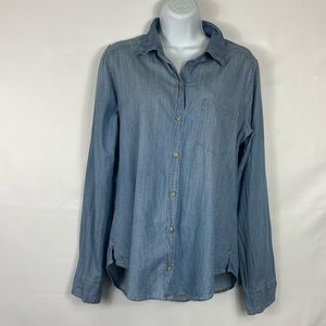 Hollister Blue Button Down Long Sleeve Shirt Women M